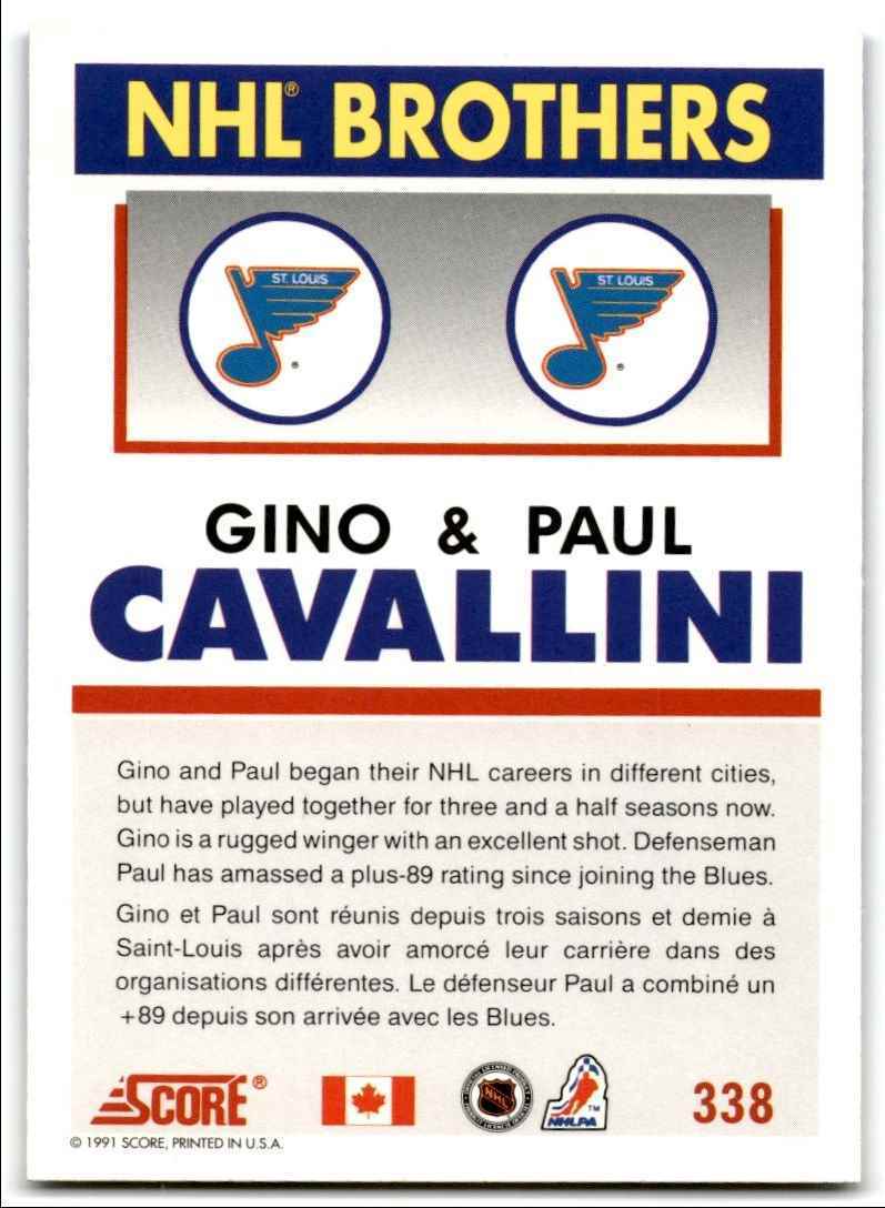 1991-92 Score Canadian NHL Brothers (Gino Cavallini/Paul Cavallini) St. Louis