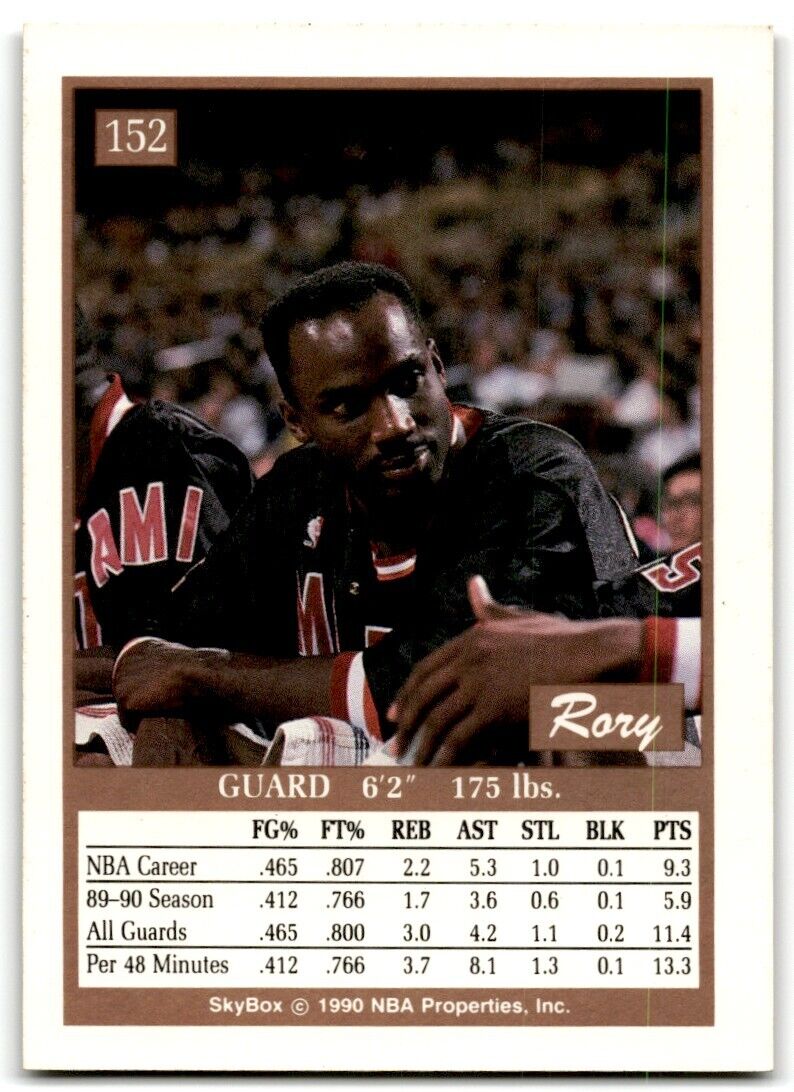 1990-91 SkyBox Rory Sparrow Miami Heat #152