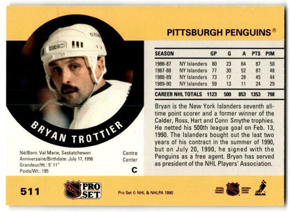 1990-91 Pro Set Bryan Trottier Pittsburgh Penguins #511