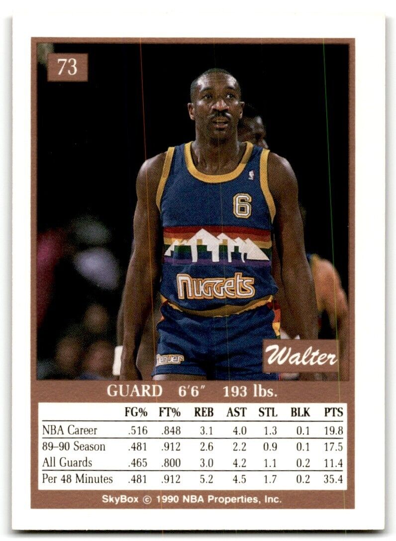 1990-91 SkyBox Walter Davis Denver Nuggets #73