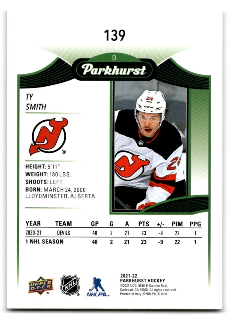 2021-22 Parkhurst Ty Smith New Jersey Devils #139