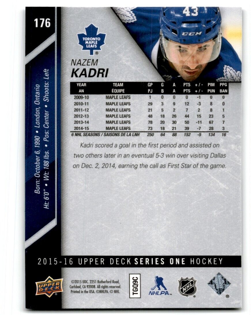 2015-16 Upper Deck Nazem Kadri Toronto Maple Leafs #176