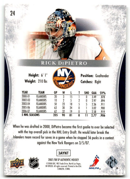 2007-08 SP Authentic Rick DiPietro New York Islanders #24