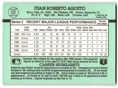 1991 Donruss Juan Agosto Houston Astros #531