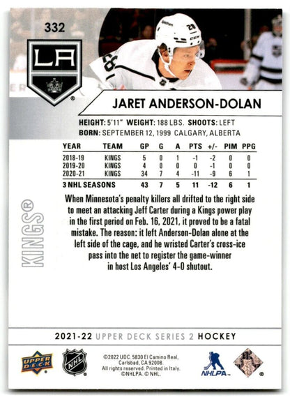 2021-22 Upper Deck Jaret Anderson-Dolan Los Angeles Kings #332