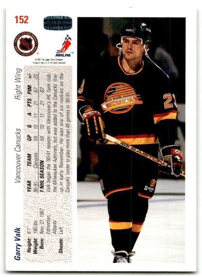 1991-92 Upper Deck Garry Valk Vancouver Canucks #152