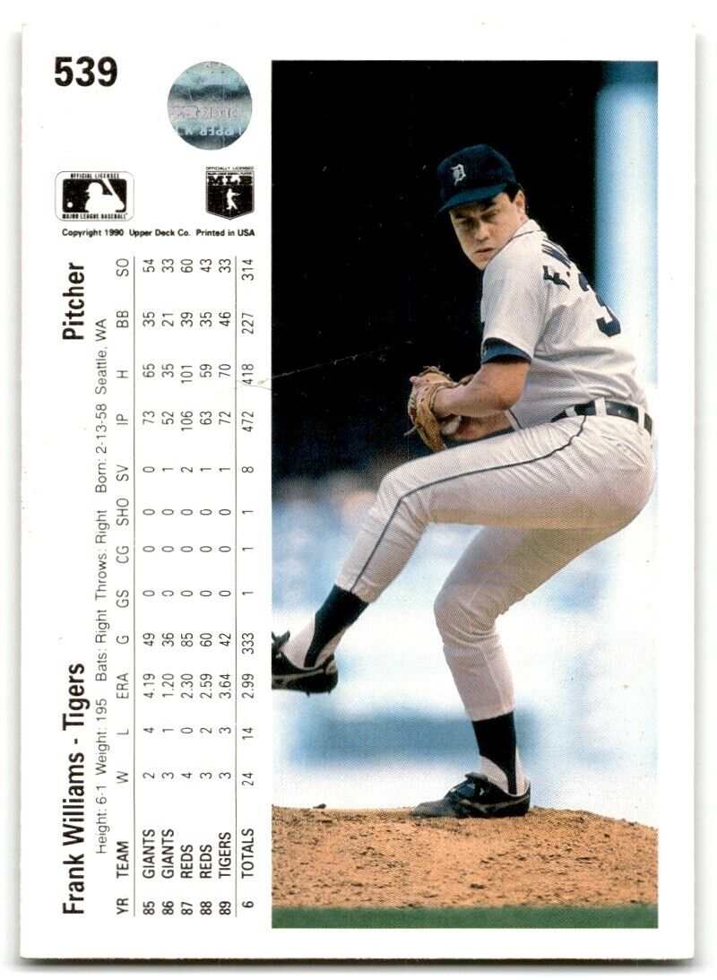 1990 Upper Deck Frank Williams Detroit Tigers #539