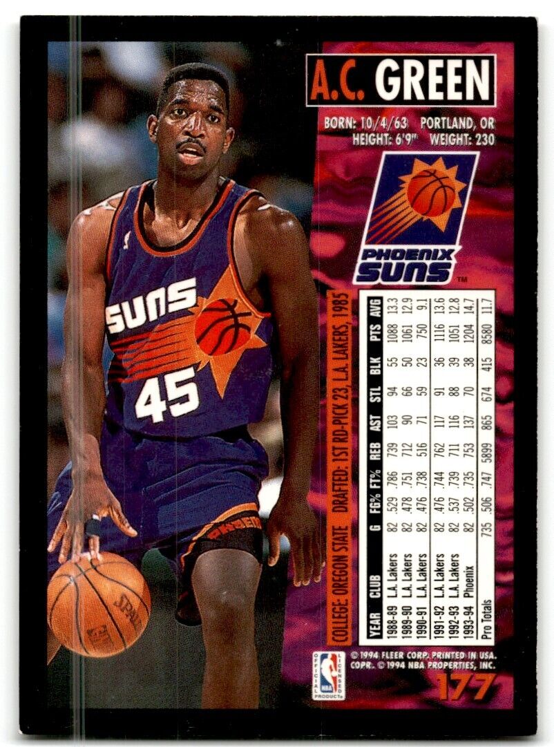 1994-95 Fleer A.C. Green Phoenix Suns #181