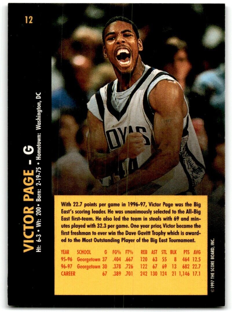 1997-98 Score Board Rookies Victor Page Georgetown Hoyas #12