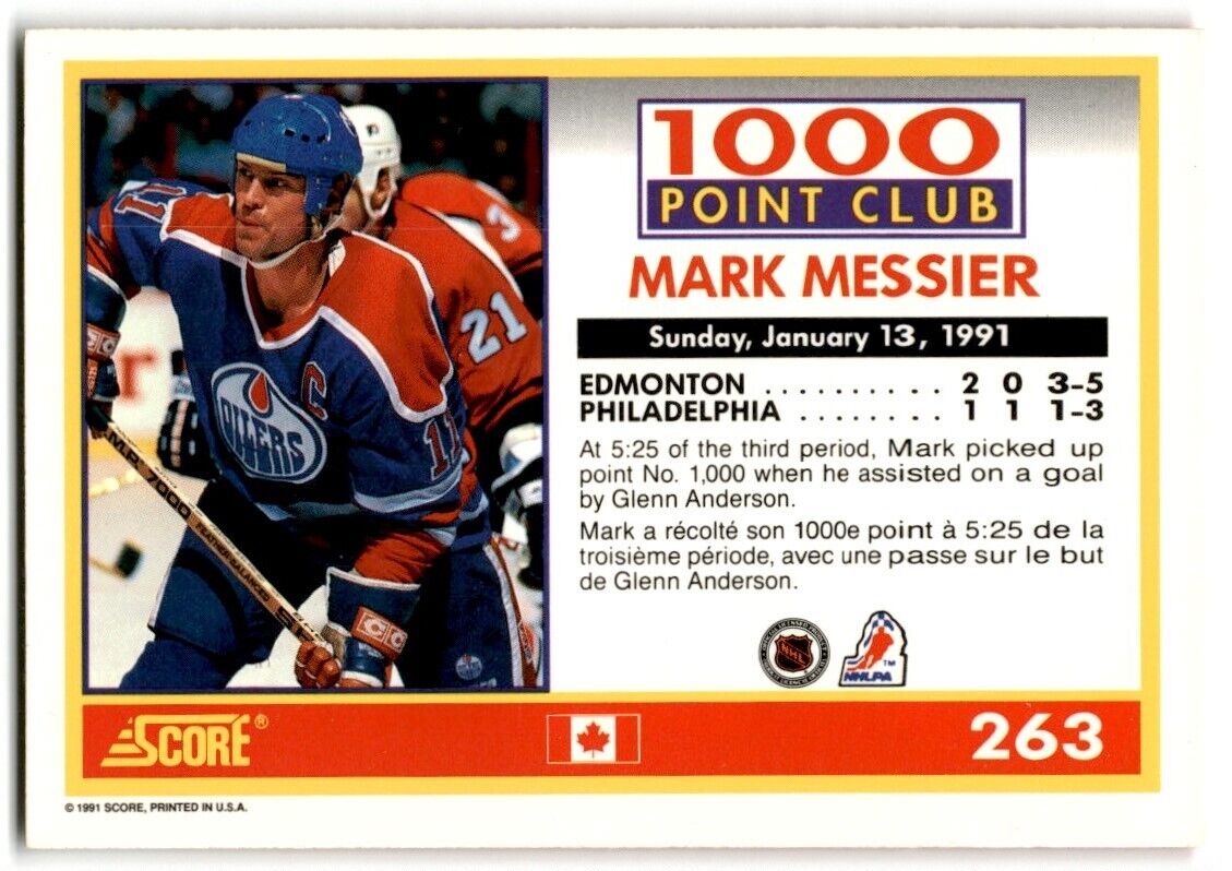 1991-92 Score Canadian Bilingual Mark Messier Edmonton Oilers #263