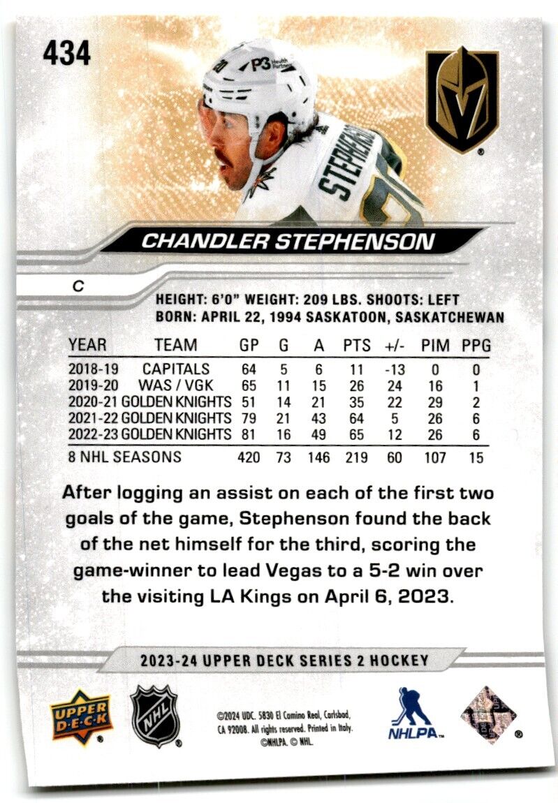 2023-24 Upper Deck Chandler Stephenson Vegas Golden Knights #434