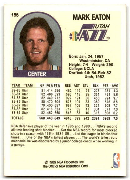 1989-90 Hoops Mark Eaton Utah Jazz #155