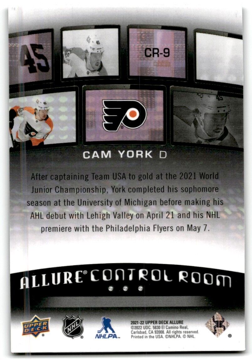 2021-22 Upper Deck Allure Control Room Cam York Philadelphia Flyers #CR-9