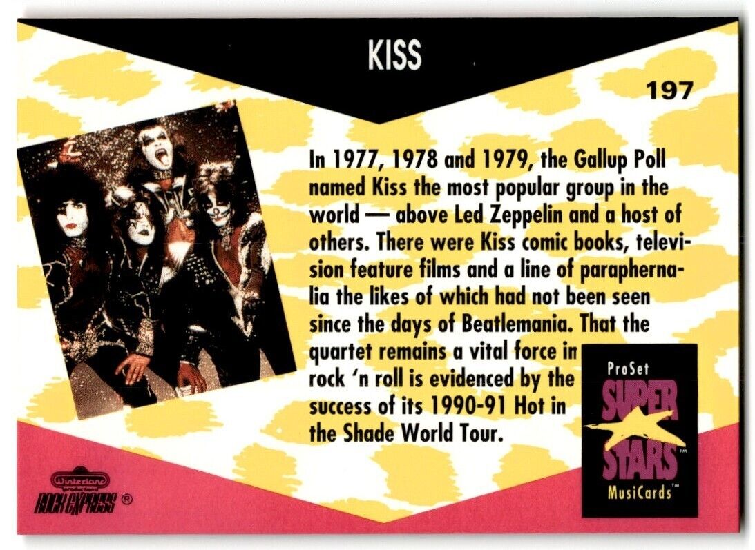 KISS ProSet Super Star MusiCards (Card #197)