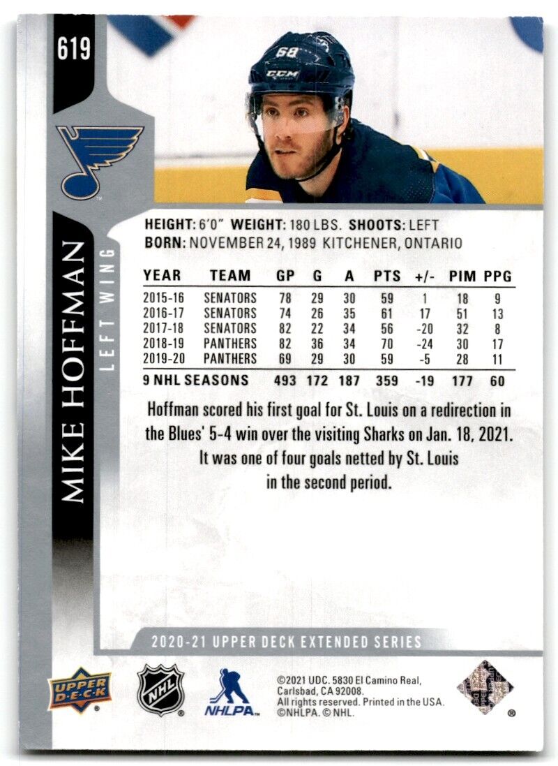 2020-21 Upper Deck Mike Hoffman St. Louis Blues #619