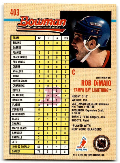 1992-93 Bowman Rob DiMaio Tampa Bay Lightning #403