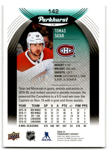 2020-21 Parkhurst Tomas Tatar Montreal Canadiens #142