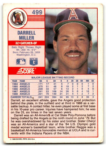 1989 Score Darrell Miller California Angels #499