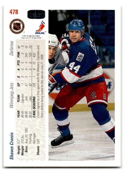 1991-92 Upper Deck Shawn Cronin Winnipeg Jets #478