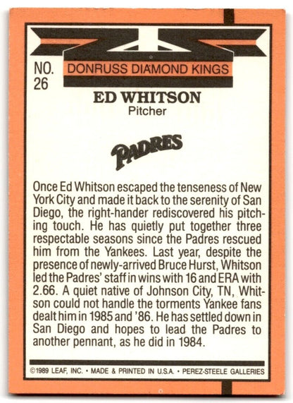 1990 Donruss Diamond Kings Ed Whitson San Diego Padres #26