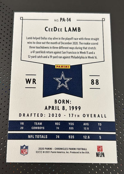 2020 Panini Chronicles CeeDee Lamb Rookie Dallas Cowboys #PA-14