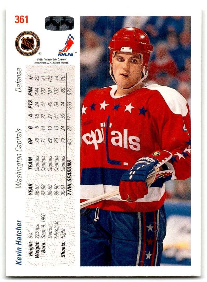 1991-92 Upper Deck Kevin Hatcher Washington Capitals #361