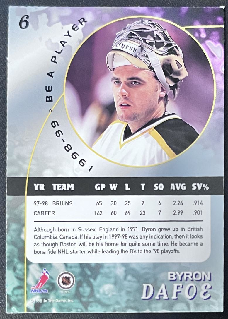 1998-99 Be A Player Byron Dafoe Boston Bruins #6