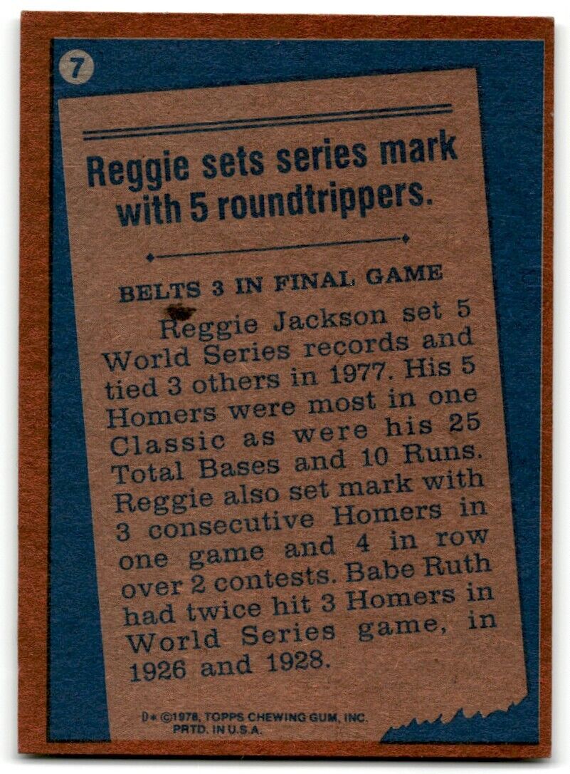 1978 Topps Reggie Jackson New York Yankees #7