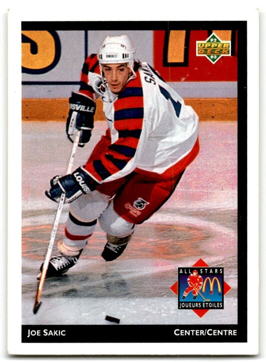 1992-93 Upper Deck McDonald's All-Stars Joe Sakic Quebec Nordiques #MCD-26