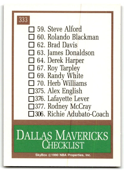 1990-91 SkyBox Dallas Mavericks Dallas Mavericks #333