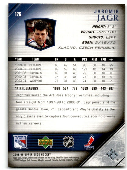 2005-06 Upper Deck Jaromir Jagr New York Rangers #126