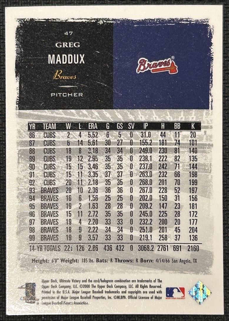 2000 Victory Greg Maddux Atlanta Braves #47