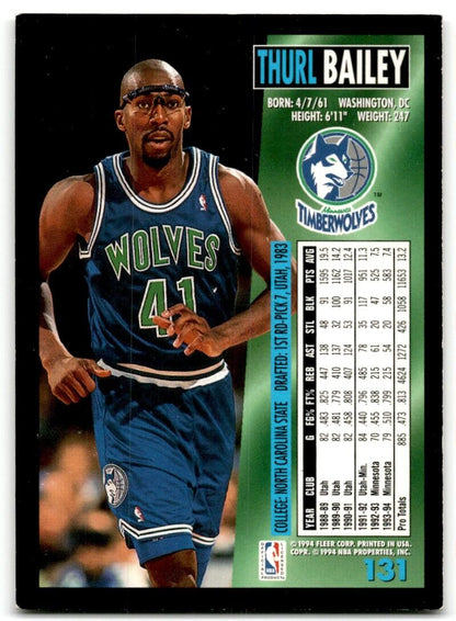 1994-95 Fleer Thurl Bailey Minnesota Timberwolves #131