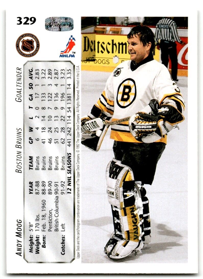 1992-93 Upper Deck Andy Moog Boston Bruins #329