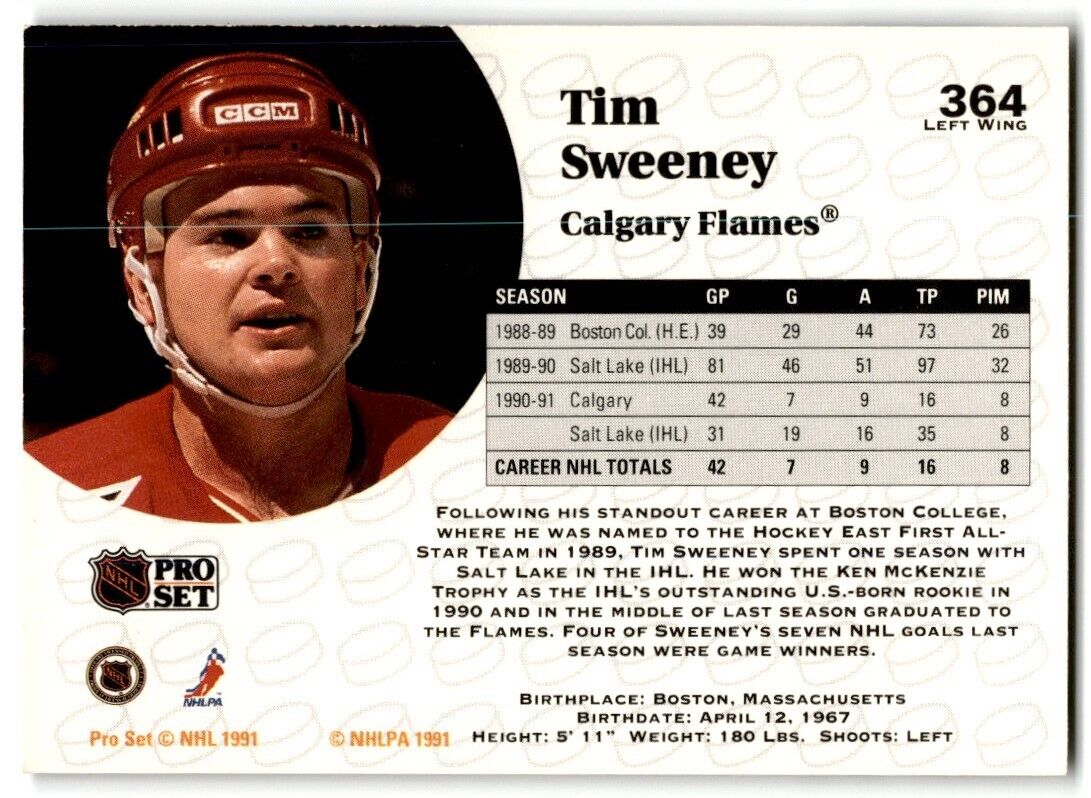 1991-92 Pro Set Tim Sweeney Calgary Flames #364