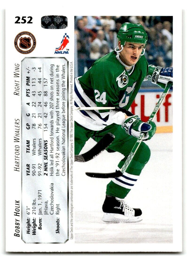 1992-93 Upper Deck Bobby Holik Hartford Whalers #252