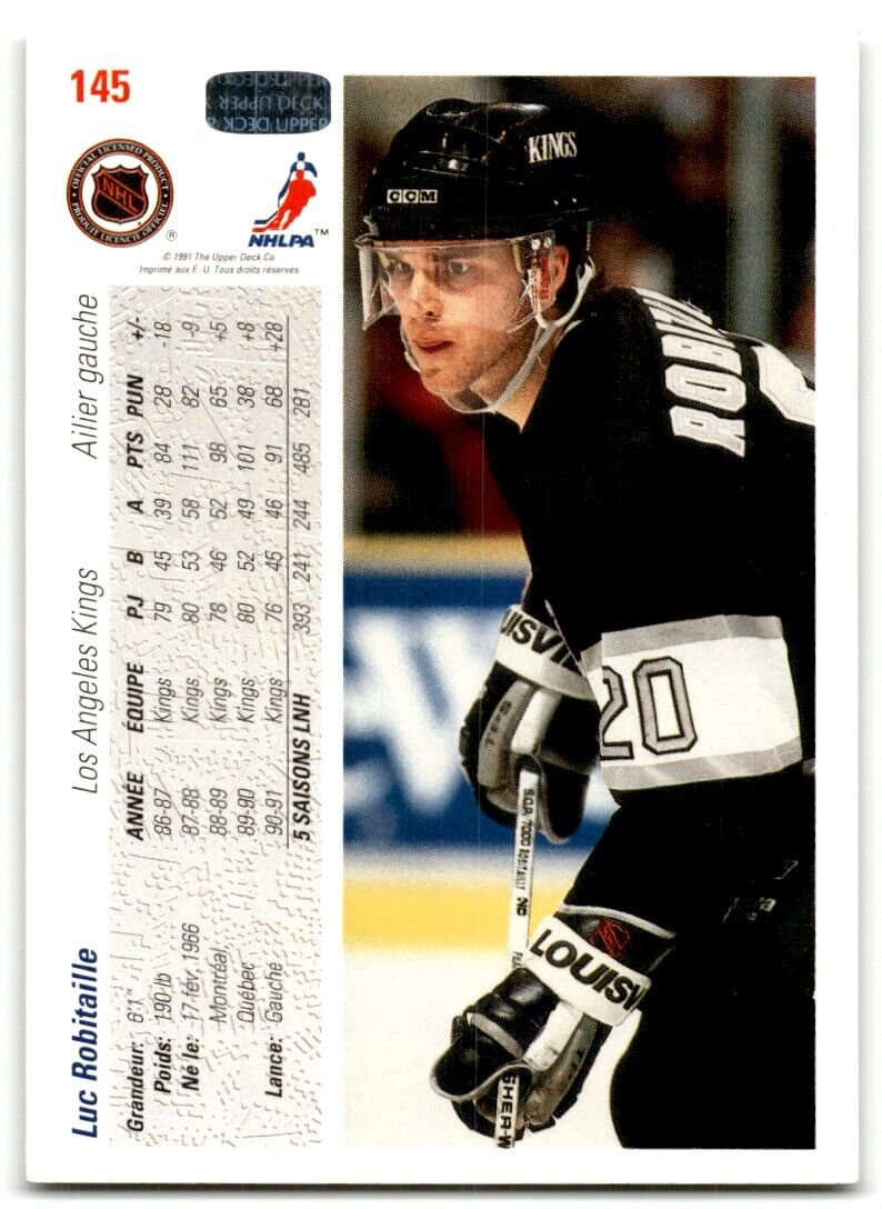 1991-92 Upper Deck French Luc Robitaille Los Angeles Kings #145