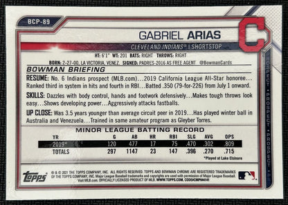 2021 Bowman Chrome Prospects Gabriel Arias Cleveland Indians #BCP-89