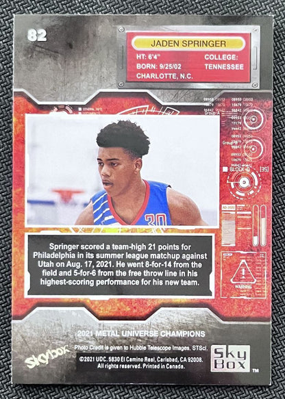 2021-22 Skybox Metal Universe Championship Preview Jaden Springer Rookie #82