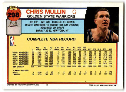 1992-93 Topps Chris Mullin Golden State Warriors #298