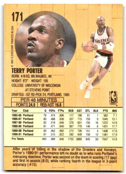 1991-92 Fleer Terry Porter Portland Trail Blazers #171