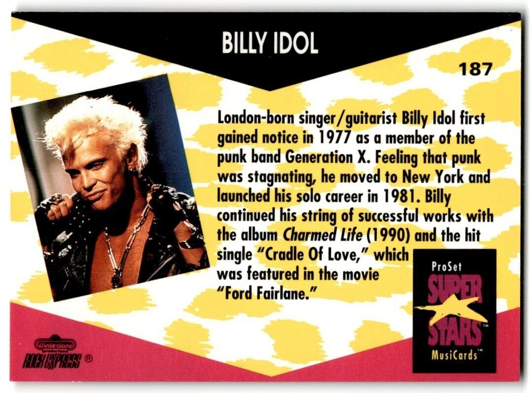 Billy Idol, ProSet Super Star MusiCards (Card #187)