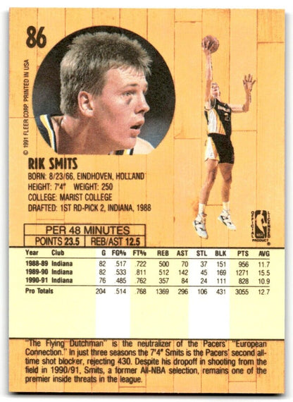 1991-92 Fleer Rik Smits Indiana Pacers #86