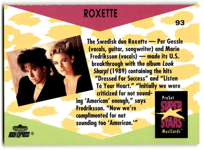 1991-92 ProSet Super Stars MusiCard, Roxette #93