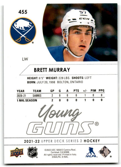 2021-22 Upper Deck Brett Murray Rookie Buffalo Sabres #455