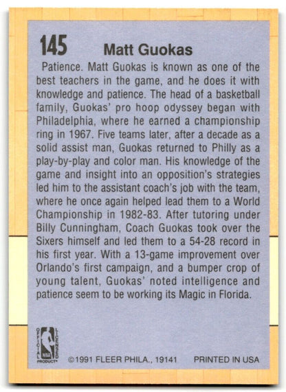 1991-92 Fleer Matt Guokas Orlando Magic #145