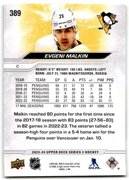 2023-24 Upper Deck Evgeni Malkin Pittsburgh Penguins #389