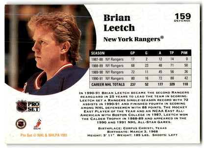 1991-92 Pro Set Brian Leetch New York Rangers #159