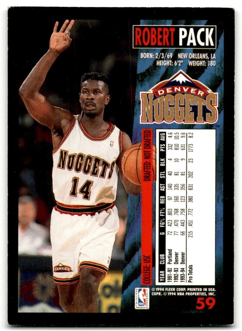 1994-95 Fleer Robert Pack Denver Nuggets #59