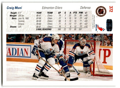 1991-92 Upper Deck Craig Muni Edmonton Oilers #372